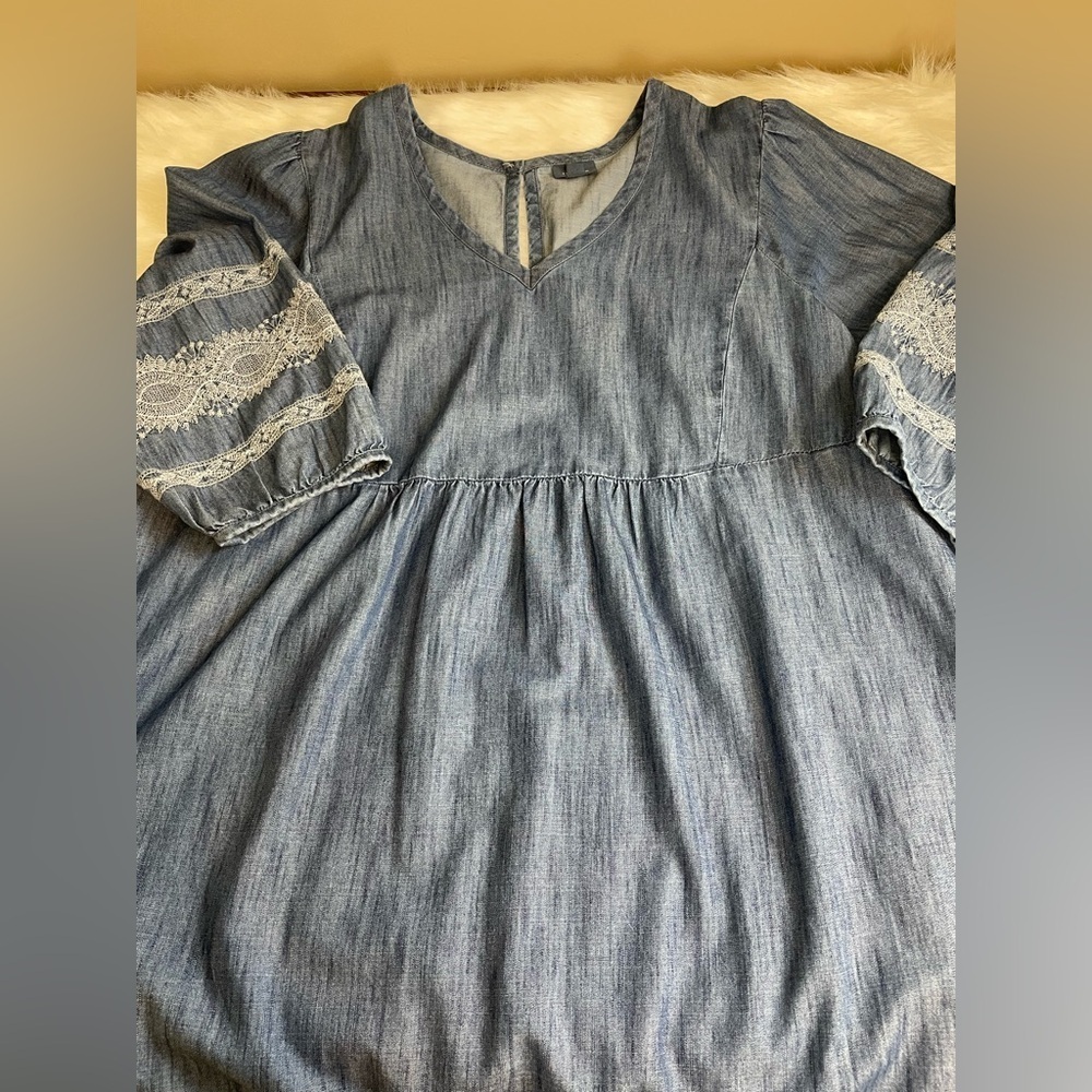 J Jill embroidered Blue Denim Dress Tunic 2x - Picture 11 of 12